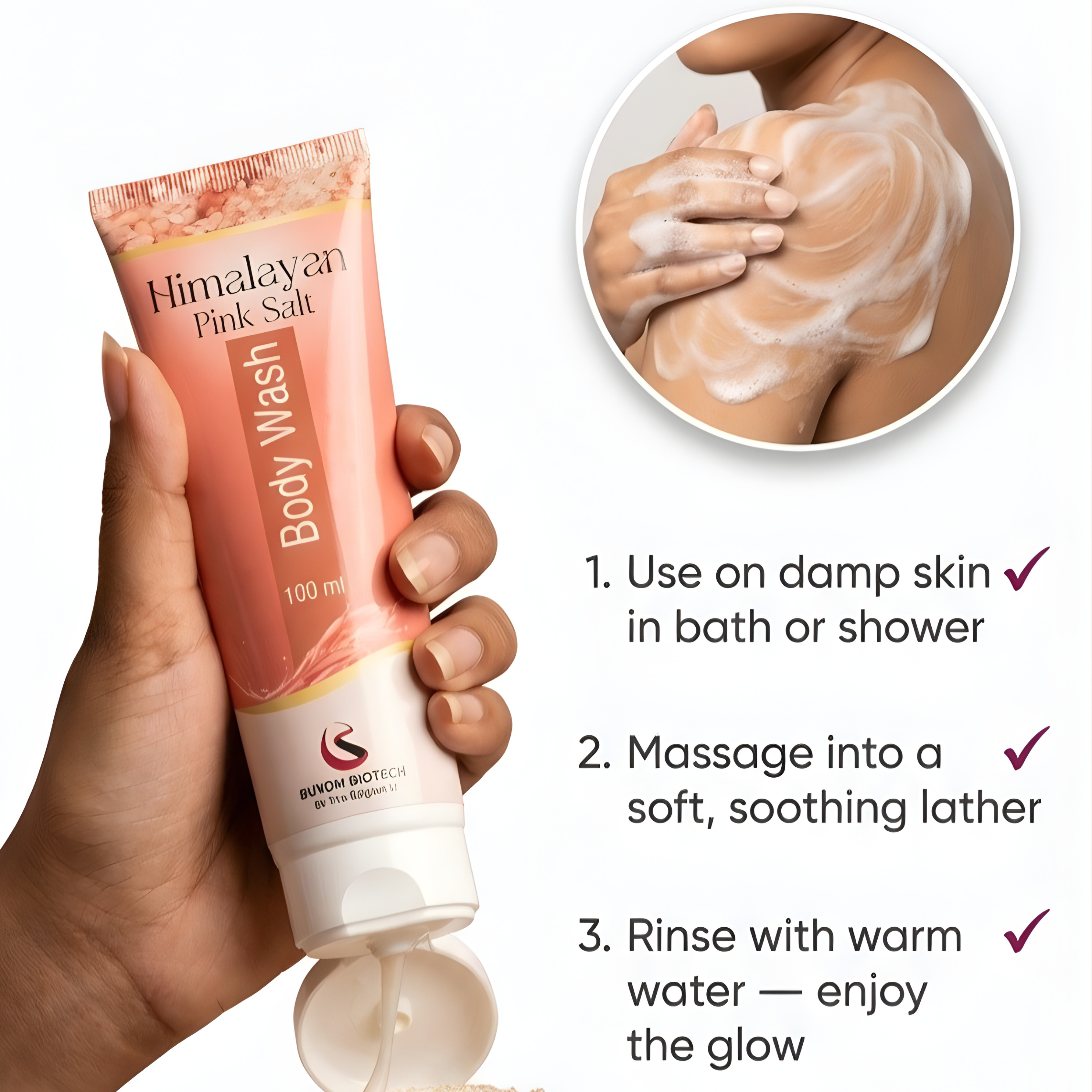 Himalayan Pink Salt Body Wash | Nourishing Essential Oils | Relaxing Lather | ISO Certified — 100ml