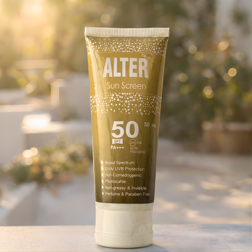 ALTER Sun Screen SPF 50 PA+++ | Broad Spectrum | UVA/UVB Ultra Protection | Non-Greasy & Invisible — 50ml