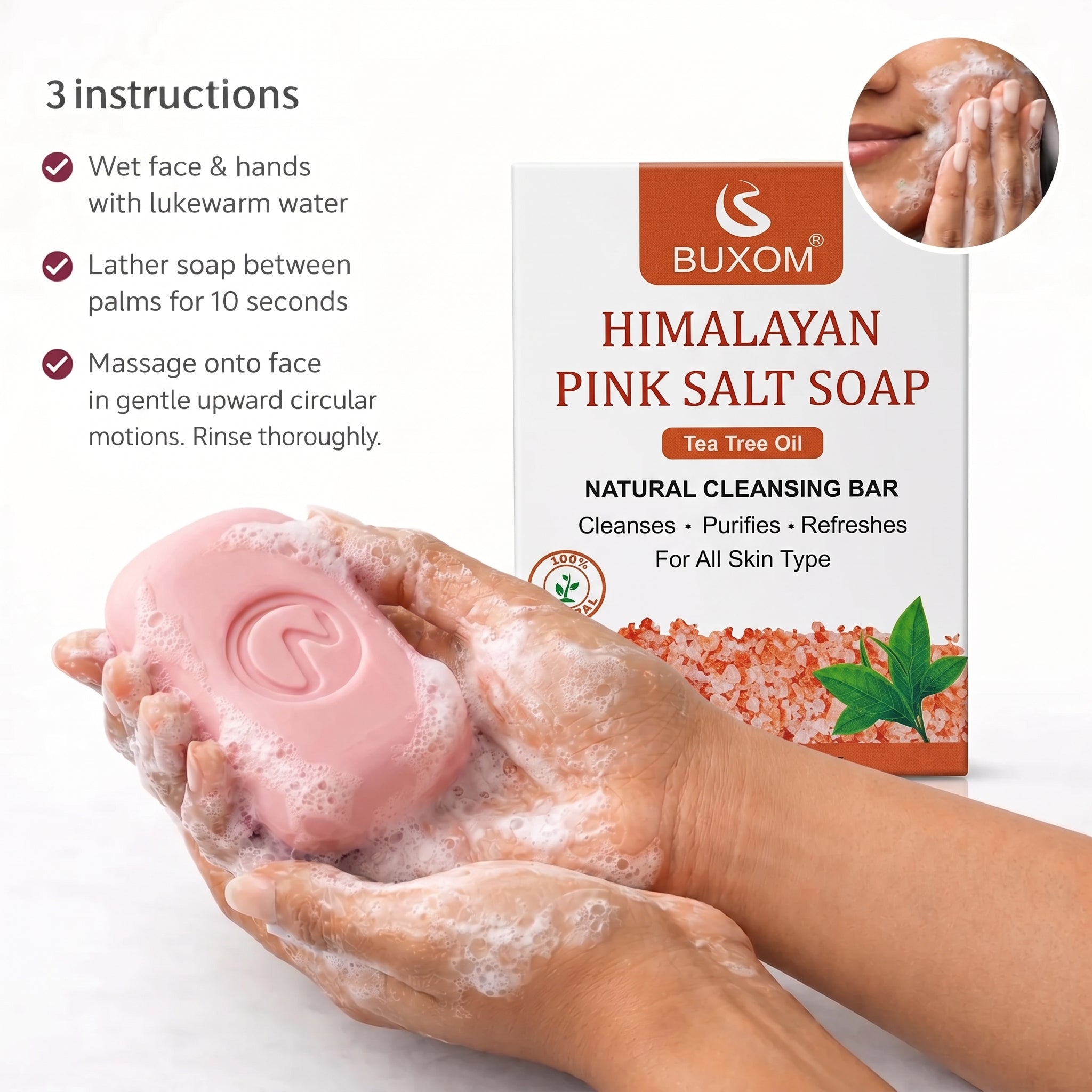 Himalayan Salt Soap | Tea Tree Oil Extract | Anti-Acne | Chemical Free - 90g